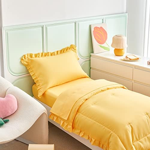 UOZZI BEDDING 4-Piece Yellow Toddler Bedding Set