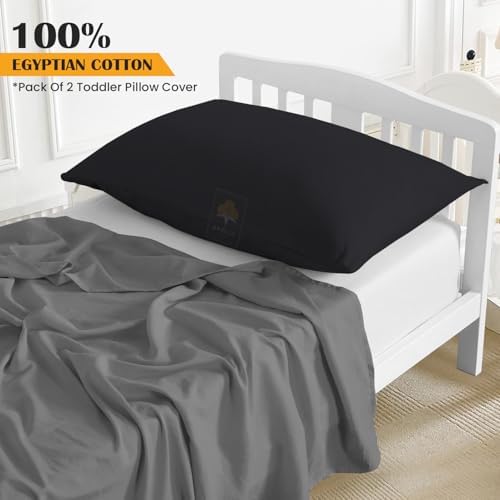 Toddler Pillowcase Set of 2 12x16 Black Egyptian Cotton