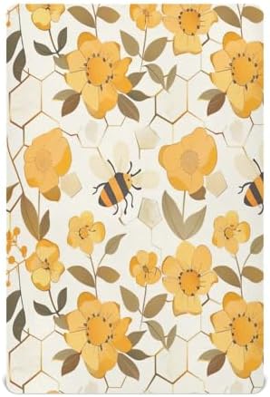 Wajiw Bees Crib Sheets Soft Breathable Fitted