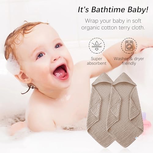 SWEET DOLPHIN Hooded Baby Towel - 2 Pack Brown