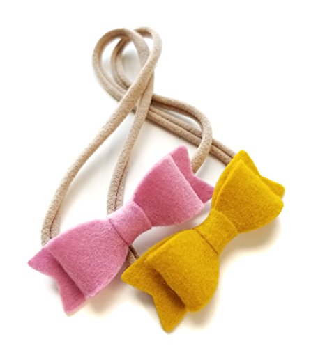 Vanaguelite Baby Bows Headbands Rainbow Colors Merino Felt