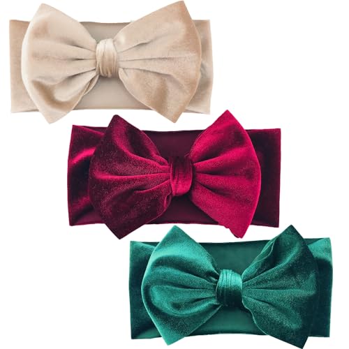 Hjiaruiky 3PCS Baby Girl Velvet Bows Headbands