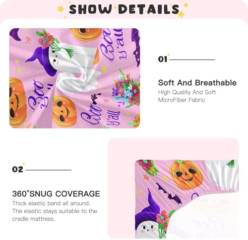 Qilmy Halloween Ghosts Crib Sheet for Baby Soft Breathable Fitted Sheet