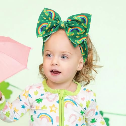 YanJie St Patricks Day Clover Headband with Green Bow