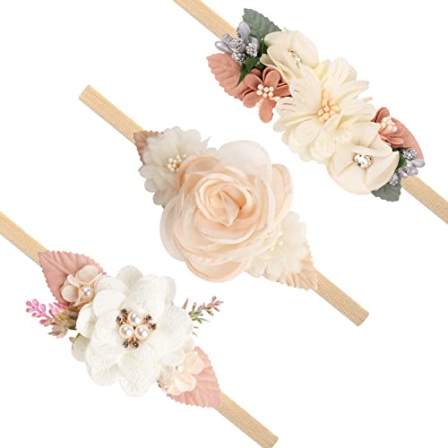 Baby Girl Headband with Elastic Bow - Pack of 3