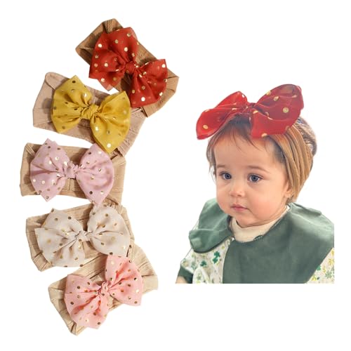 5 Pcs Colorful Baby Chiffon Bow Headbands