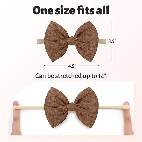 Lanmerry Big Bows Hairbands 8 PCS Handmade Tan Baby Girl Headbands