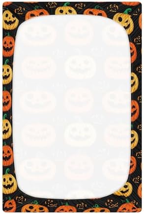 Qilmy Halloween Pumpkins Fitted Crib Sheet for Babies