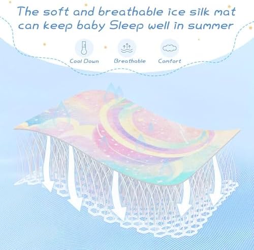 Cooling Pastel Rainbow Crib Mattress Pad 28x52