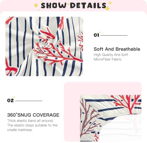 Wajiw Red Coral Crib Sheets for Girls and Boys