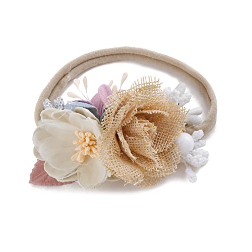 4 PCS Baby Girls Soft Nylon Headbands with Flowers