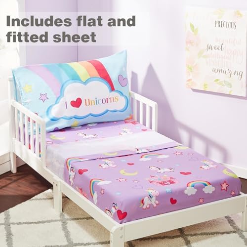 EVERYDAY KIDS 4 Piece Toddler Bedding Set - Unicorn Dreams