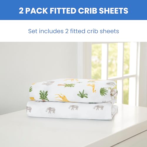 Delta Children Fitted Crib Sheets - Safari Friends 28x52 Inch Pack of 2