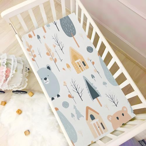 Wajiw Forest Animals Crib Sheets Soft Fitted 28x52In
