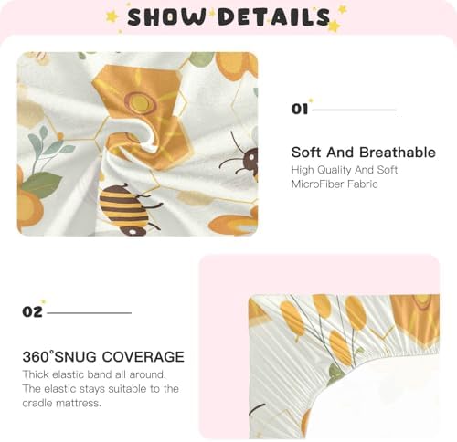 Wajiw Bees Crib Sheets for Girls and Boys