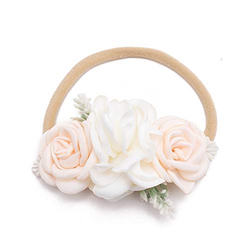4 PCS Baby Girls Soft Nylon Headbands with Flowers