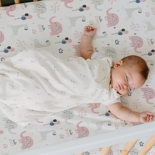 BROLEX Crib Sheets Set of 2 - Elephant Rabbit Design