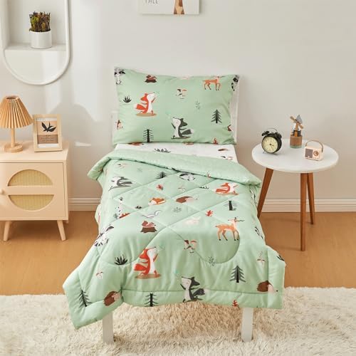 beeweed 4 Pieces Woodland Animal Toddler Bedding Set 1