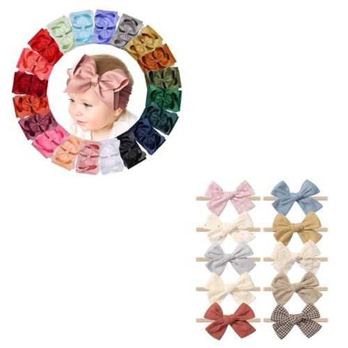 Doboi 20PCS Hair Bows Nylon Headbands for Babies and Kids