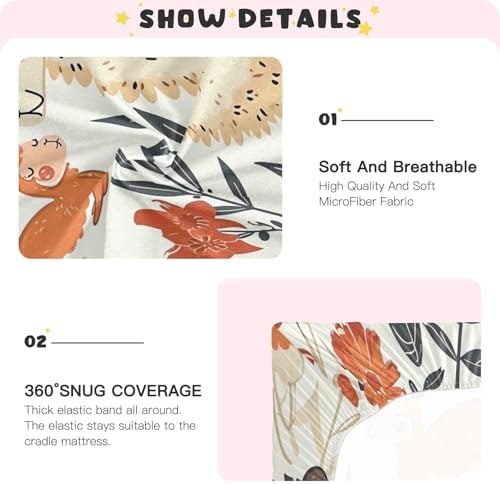 Wajiw Forest Animals Crib Sheets Fitted 28x52In