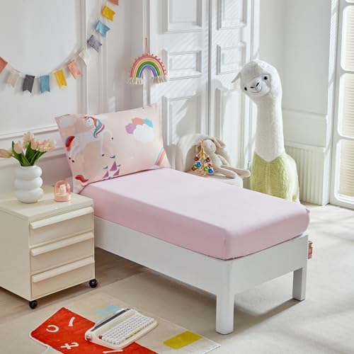 UOZZI BEDDING 4-Piece Pink Unicorn Toddler Bedding Set