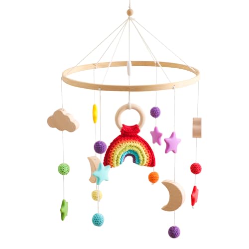 Crochet Rainbow Baby Crib Mobile for Boys and Girls