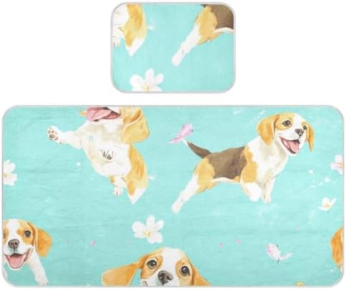 Funny Beagle Dog Turquoise Cooling Mattress Pad 28x52