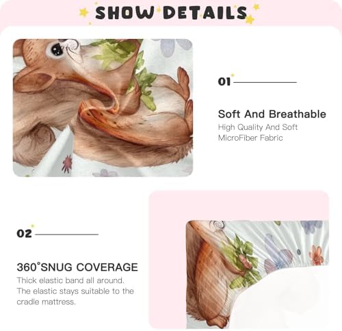 Wajiw Squirrel Crib Sheets for Girls and Boys