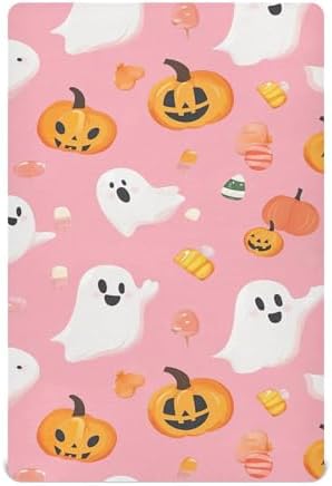 Qilmy Cute Ghosts Fitted Crib Sheet for Girls and Boys