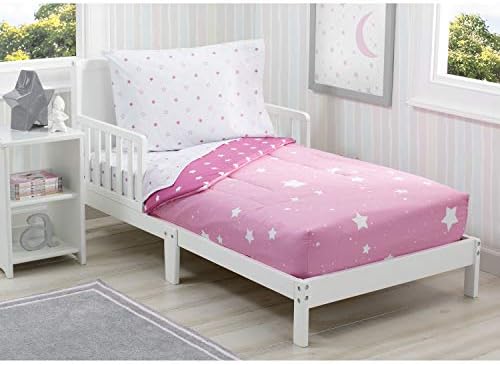 Delta Children Toddler Bedding Set Pink 4-Piece Reversible