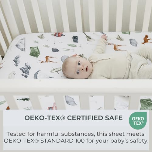 Pobibaby 2 Pack Baby Boy Crib Sheets - Woodland Design