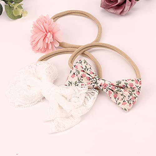 AQOKKA Baby Girl Headbands with Bows Soft Nylon Hairbands