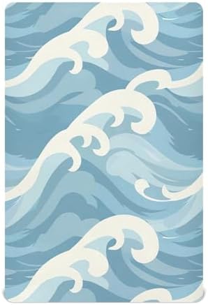 Wajiw Sea Wave Crib Sheets Soft Breathable Fitted Standard Size