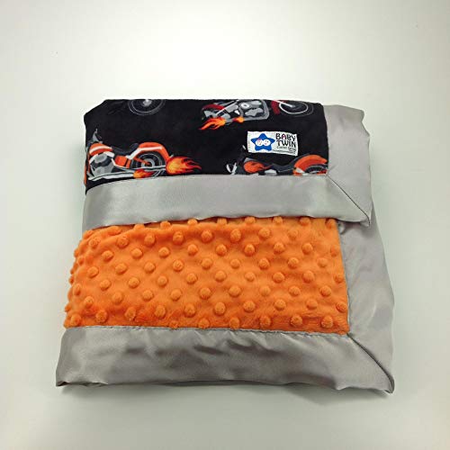 Handmade 30x36 Baby Blanket - Harley Bikes Orange