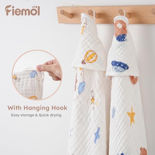 FIEMOL 2 Pack Hooded Baby Bath Towels
