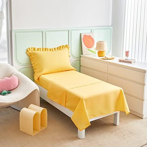 UOZZI BEDDING 4-Piece Yellow Toddler Bedding Set