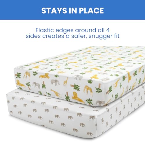 Delta Children Fitted Crib Sheets - Safari Friends 28x52 Inch Pack of 2