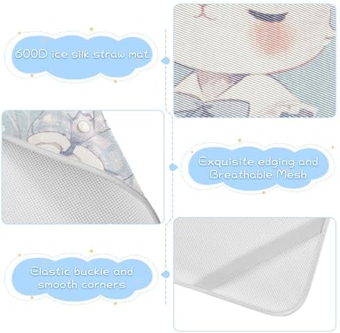Blue Pastel Cooling Baby Mattress Pad Cover 28x52