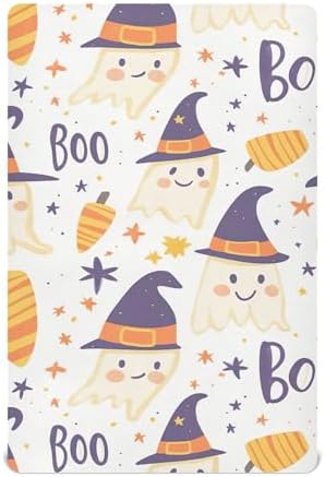 Qilmy Halloween Ghosts Fitted Crib Sheet for Girls and Boys