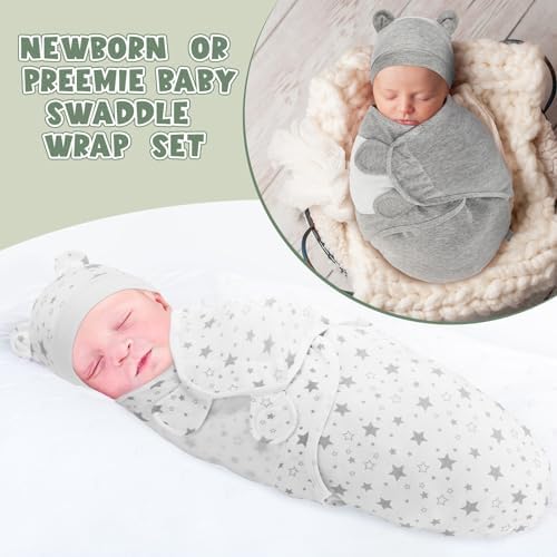 VitalCozy 6 Pack Preemie Swaddle Blanket Set with Hat