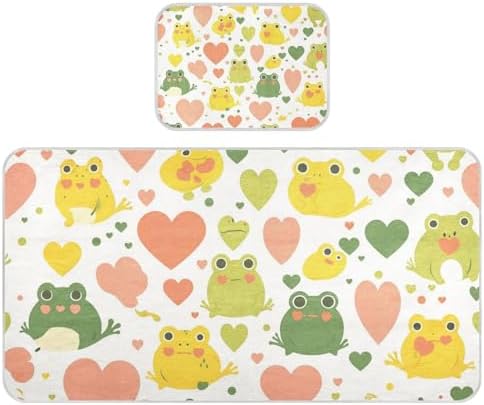 Frog Cartoon Cooling Baby Mattress Pad Protector 28x52 Reusable