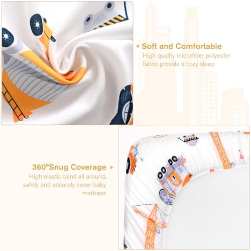 JISEN Soft Breathable Crib Sheet for Boys Girls 52x28 Inch
