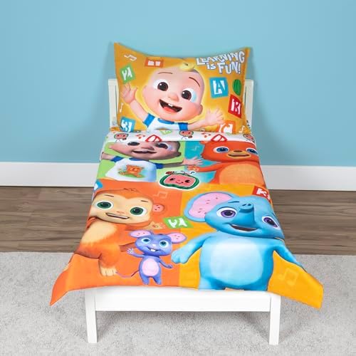CoComelon Learning is Fun 4-Piece Toddler Bedding Set - Orange