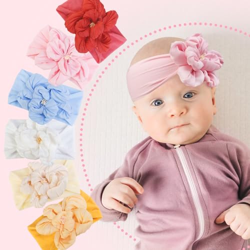 Fmeida Baby Girls Big Flower Headband and Bow with 90 Days Warranty