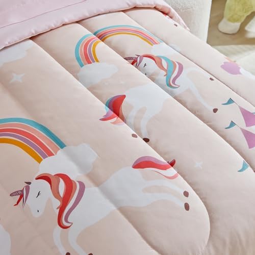 UOZZI BEDDING 4-Piece Pink Unicorn Toddler Bedding Set