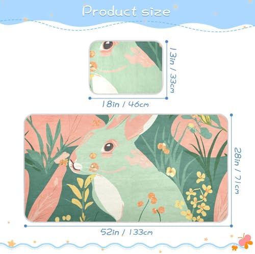 Pink Bunny Rabbit Cooling Mattress Pad Cover 28x52