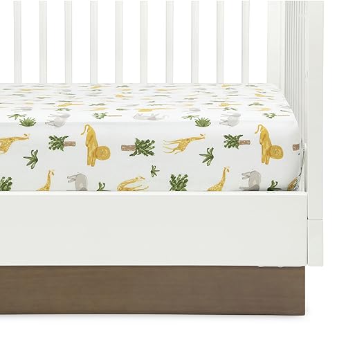 Delta Children Fitted Crib Sheets - Safari Friends 28x52 Inch Pack of 2
