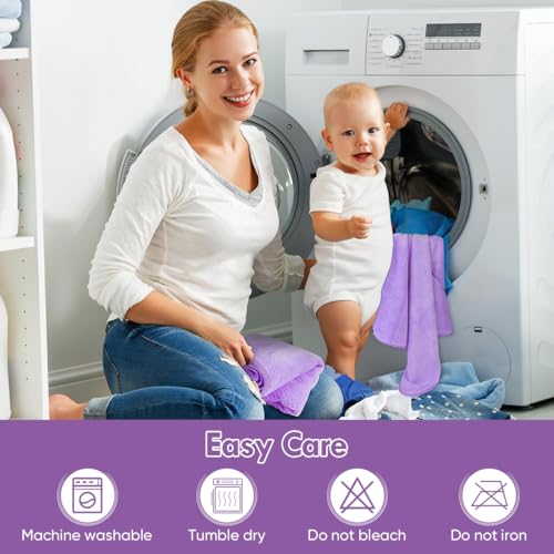 Orighty Baby Hooded Towel with 5 Washcloths Purple