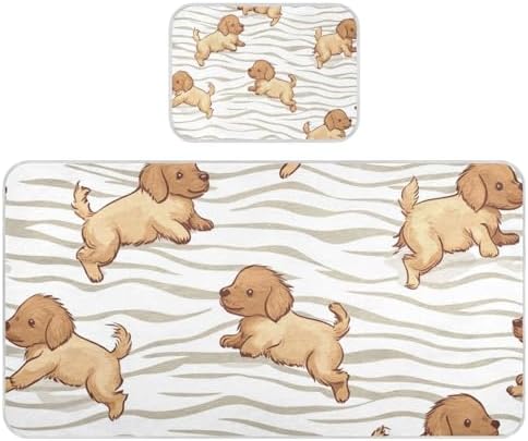 Cute Cartoon Brown Puppies Cooling Baby Mattress Pad 28x52