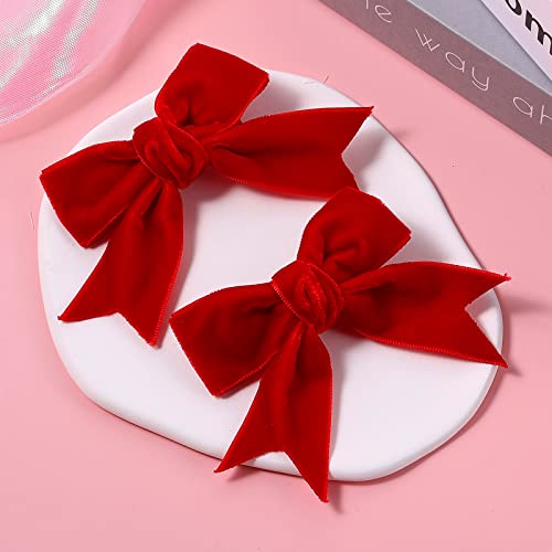 KCHIES Red Velvet Ribbon Bow Hair Clip 3in